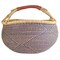 African Bolga Basket | Genuine Leather Handle | Woven Handmade Fair Trade Product | 100% Authentic Ghanaian | 16-18 Inches Across | Indigo Blue - Diamond Pattern | The Bead Chest